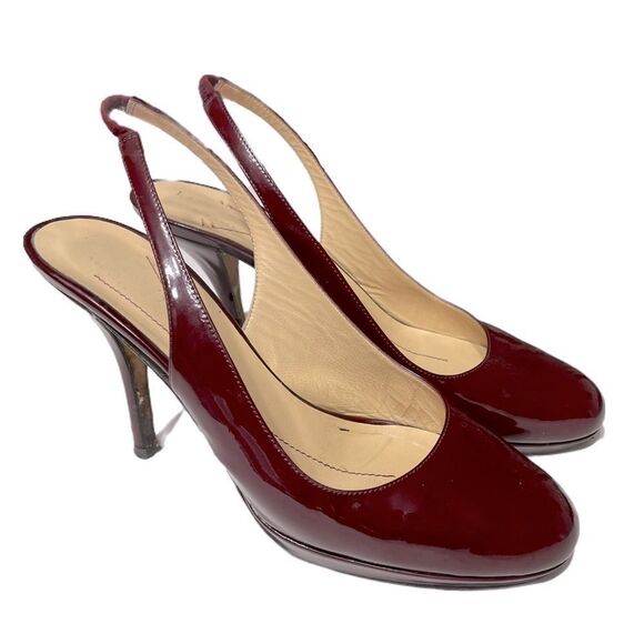Kate Spade Maroon Patent Leather Slingback Heels - Picture 1 of 14
